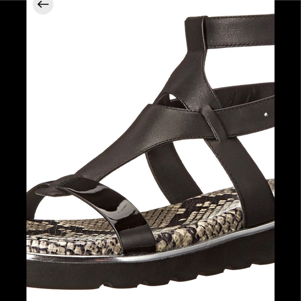Donald J Pliner, Size 8.5, Women's Lido Gladiator Sandal, Black,snakeskin Patent